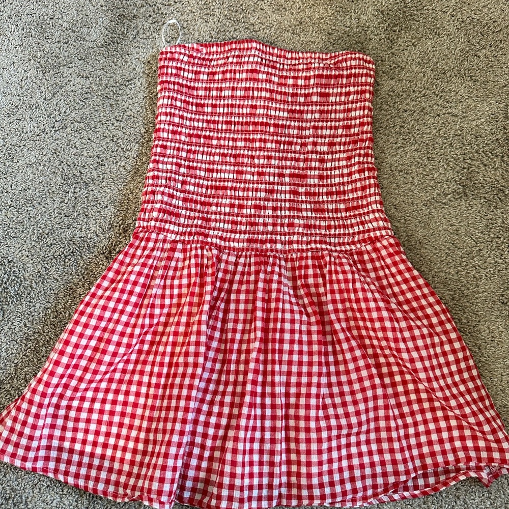 Hollister Red and White Checkered strapless dress.